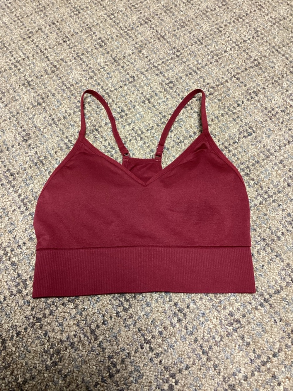 PINK Sport Victoria’s Secret Burgundy Seamless V-Neck Padded Bralette * Size XS